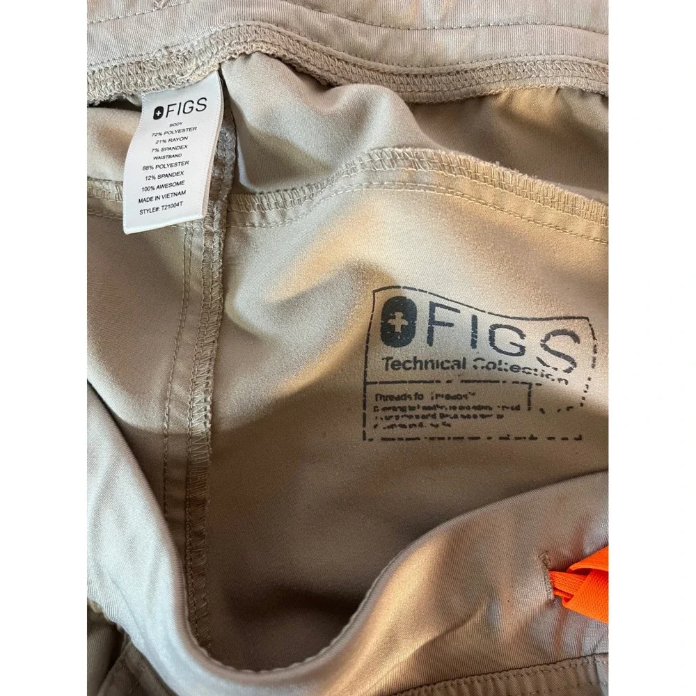 FIGS Scrub Pants Mens XL Tan Khaki Technical Collection Orange Drawstring